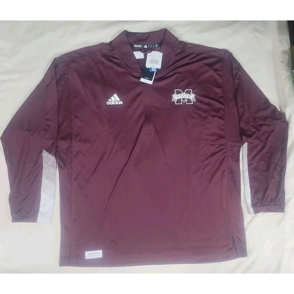 Adidas Mississippi State Bulldogs 1/4 Quarter Zip Jacket Mens X Large NEW